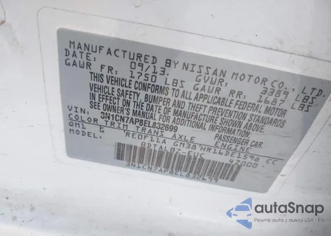 2014 Nissan Versa 1.6 Sv from USA, damaged, VIN 3N1CN7AP8EL832699